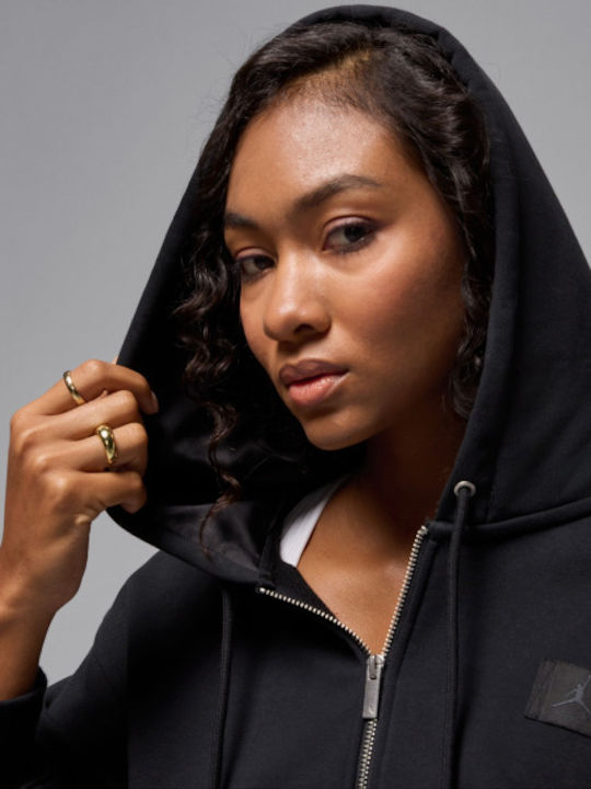 Cropped Women's Sweatshirt Jacket Black