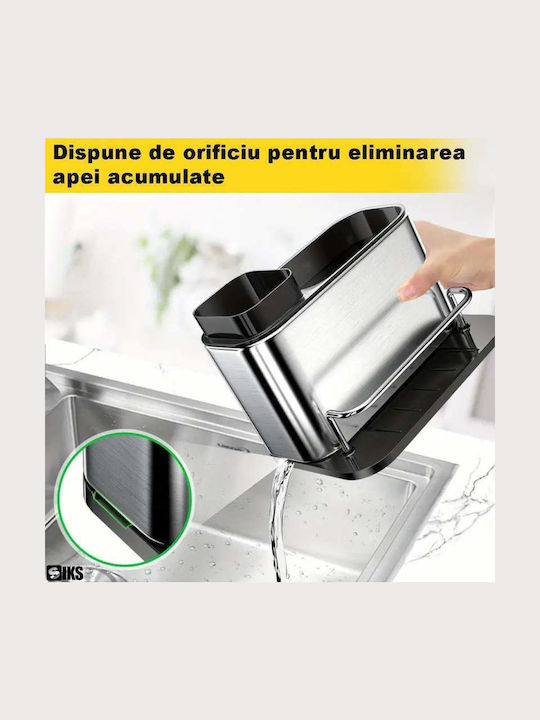 Kitchen Sink Organizer Base in Silver Stainless Steel 18.5x17.5x12.5cm