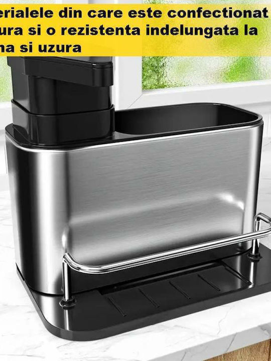Kitchen Sink Organizer Base in Silver Stainless Steel 18.5x17.5x12.5cm