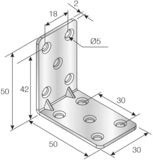 Wide Connection Corner 50x50x30mm Galvanized