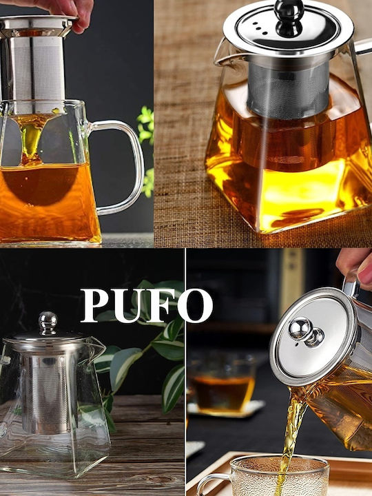 Τσαγιέρα με Φίλτρο Γυάλινη Διάφανη 900ml