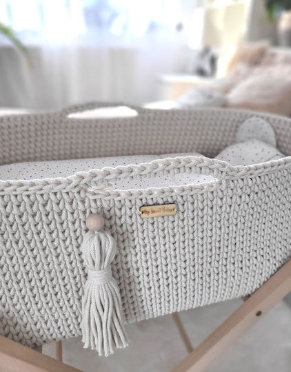 Boho Moseskörbe Handgefertigter Ständer Ecru