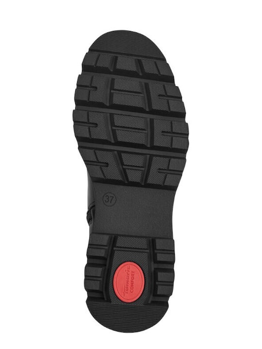 Leder Stiefeletten Damen Schwarz