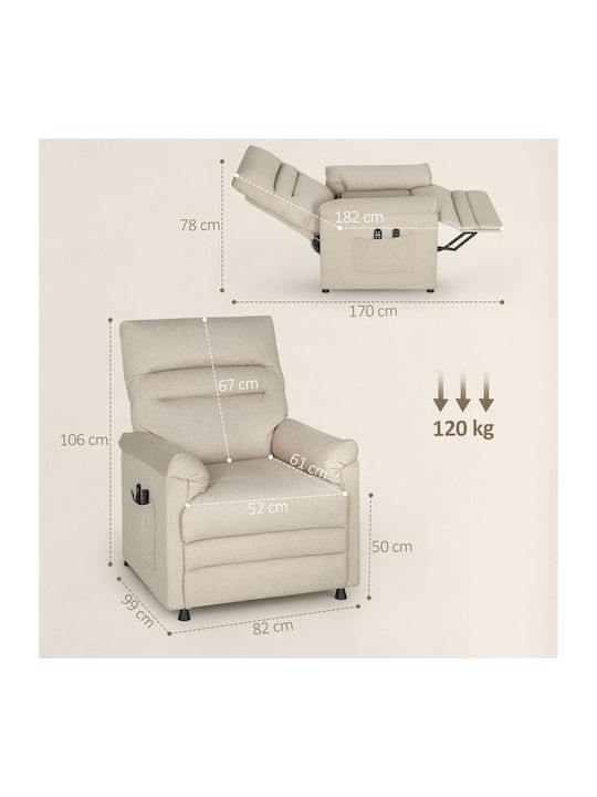 Fotoliu Relax Masaj cu Puf Bej 82x99x106cm