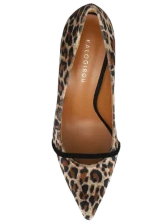 Semiramis Δερμάτινες Γόβες Animal Print Καφέ