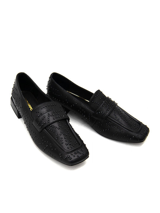 Leather Women's Moccasins in Black Color