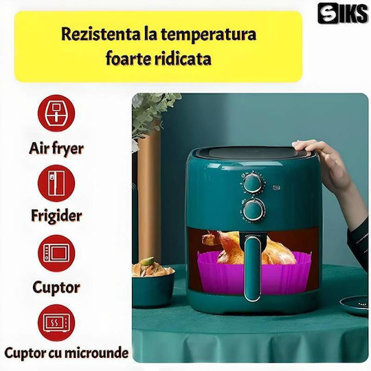 Tavă Protectoare din Silicon Siks pentru Air Fryer Universală Prăjire Coacere Reutilizabilă Pătrată Mov
