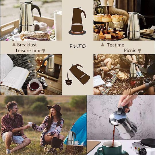Ηλεκτρικό Μπρίκι Espresso 6cups Inox Ασημί