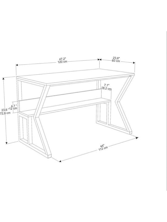 Schreibtisch Wake Holzgrün-Schwarz 120x60x72.8Höhecm