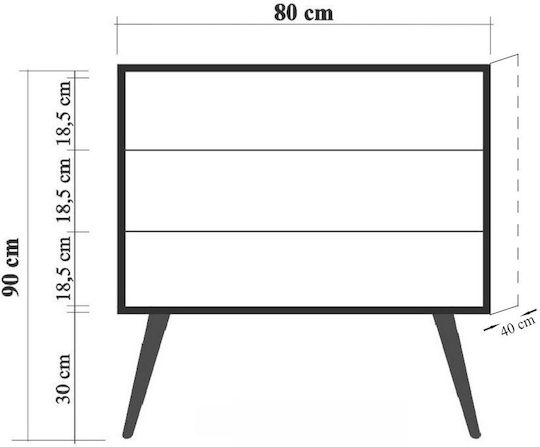 Συρταριέρα Κρεβατοκάμαρας Ξύλινη City Multi 80x40x89εκ.