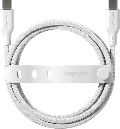 Empower by PanzerGlass Braided USB 2.0 Cable USB-C Male - USB-C 240W PD White 2m
