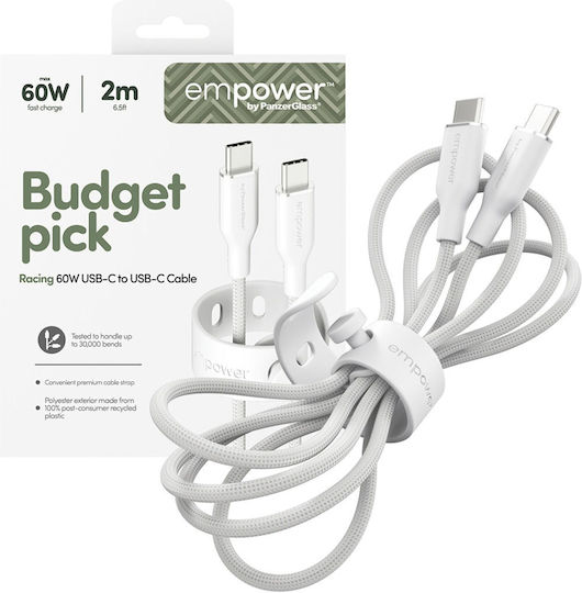 Empower by PanzerGlass USB 2.0 Cable USB-C Male - USB-C 60W PD White 2m