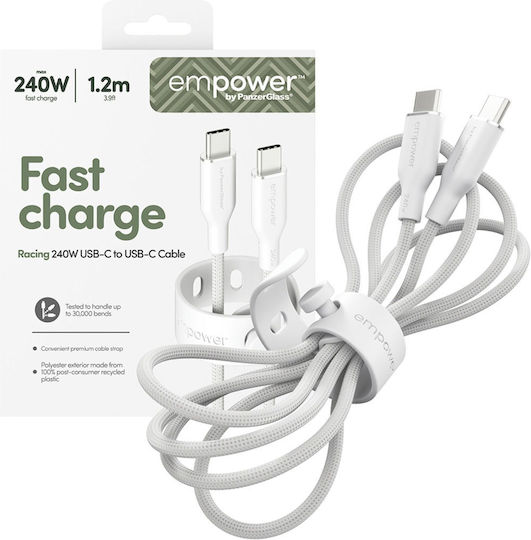 Empower by PanzerGlass USB 2.0 Cable USB-C Male - USB-C 240W PD White 1.2m