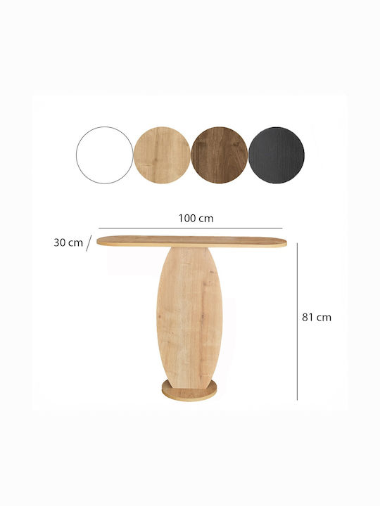 Elliptical Console 552nos2496 100x30x81cm Oak Particleboard Melamine