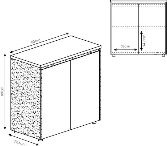 Cabinet de Birou Oscar Carbonat de nucă 160x40x80cm