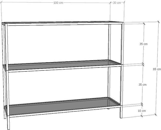 Consolă Metalică Neagră L100xL85xÎ30cm