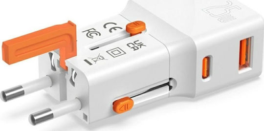 4Smarts Charger Without Cable with USB-A Port and USB-C Port 25W Power Delivery / Quick Charge 2.0 / Quick Charge 3.0 Whites (Travel)