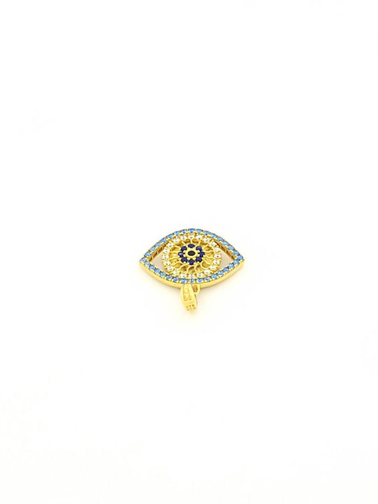 Charm Очи от Жълто Злато 9 Карата със Светлосин Зиркон