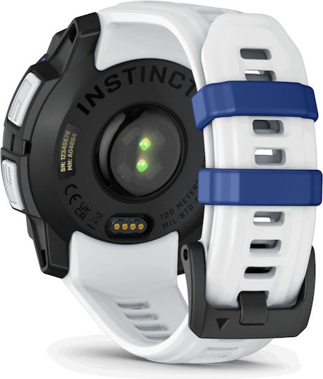 Garmin Instinct 3 Solar Aluminium 45mm Αδιάβροχο Smartwatch με Παλμογράφο (Whitestone and Blue Limited Edition)