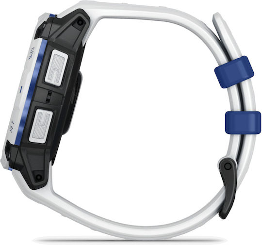 Garmin Instinct 3 Solar Aluminium 45mm Αδιάβροχο Smartwatch με Παλμογράφο (Whitestone and Blue Limited Edition)