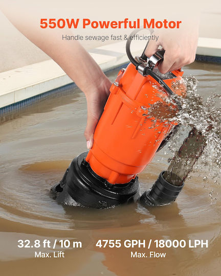 Vevor Αντλία Ακαθάρτων / Λυμάτων 0.73hp QSWNBZT550W10WSUS001V2