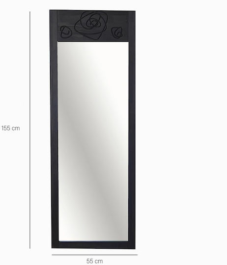 SteweHome Floor Mirror with Black Wooden Frame 155x55cm