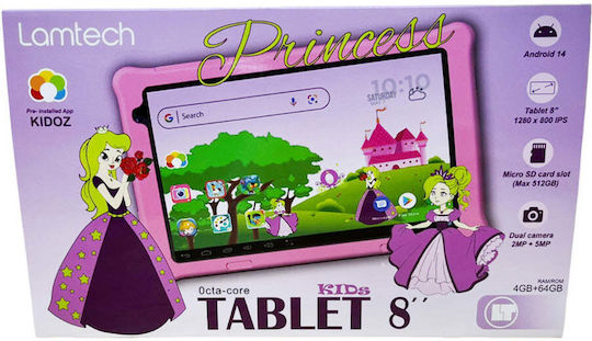 Lamtech LAM980275 8Inches Tablet (4GB/64GB) Coral Pink Princess