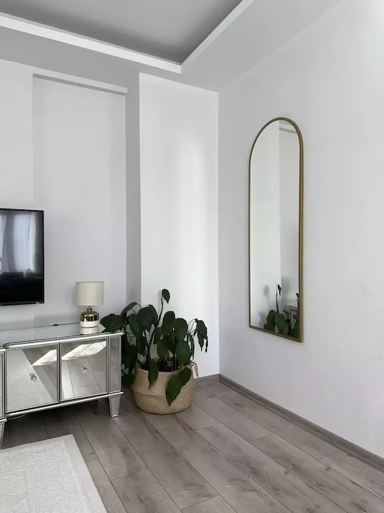 SteweHome Gewölbter Boden- oder Standspiegel mit Goldmetallischem Rahmen 140x50cm