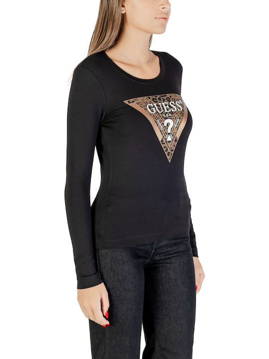 Leo Triangle Women's Cotton Long Sleeve Black Blouse