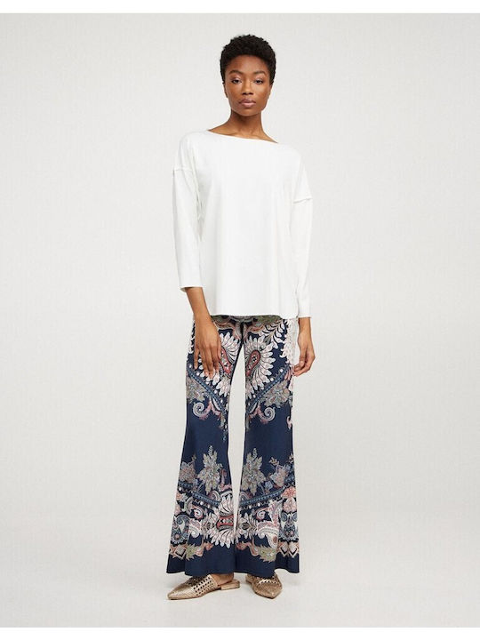 Damen Stoff Hose mit Gummizug Blue