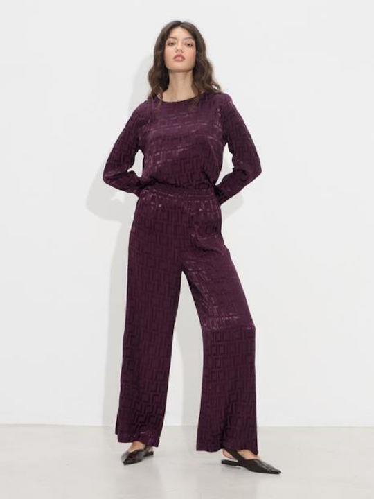 Damen Stoff Hose Burgundisch