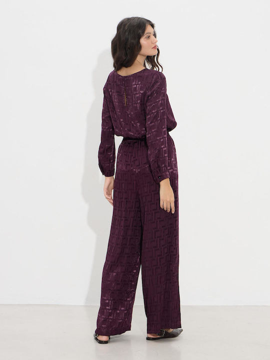 Damen Stoff Hose Burgundisch