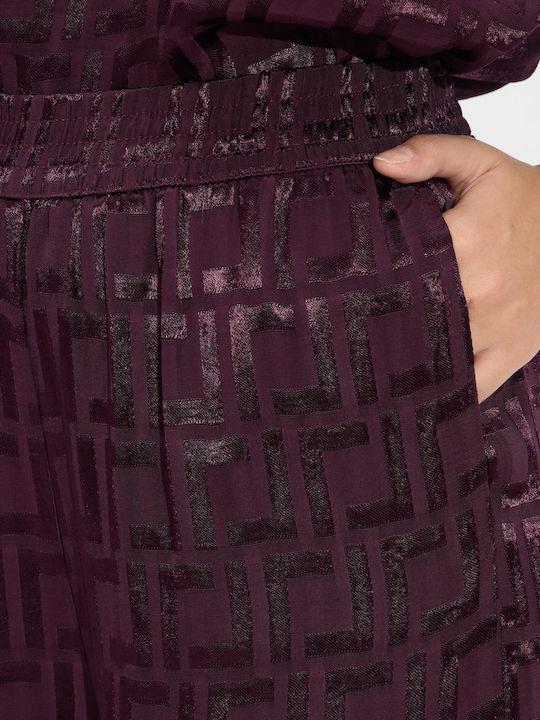 Damen Stoff Hose Burgundisch