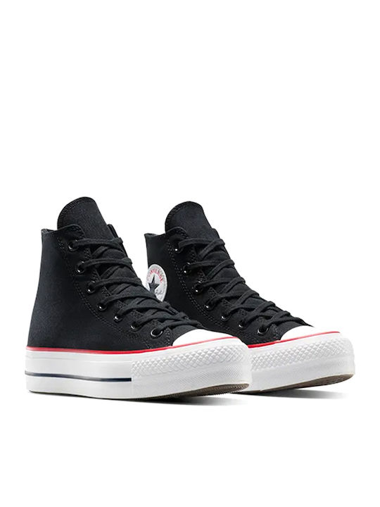 Chuck Taylor All Star Lift Platform Дамски Сникърси Черни Бели Червени