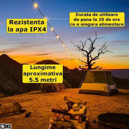 Suspendata Lampă Solară Ghirlande 100lm cu Alb Cald Lumină