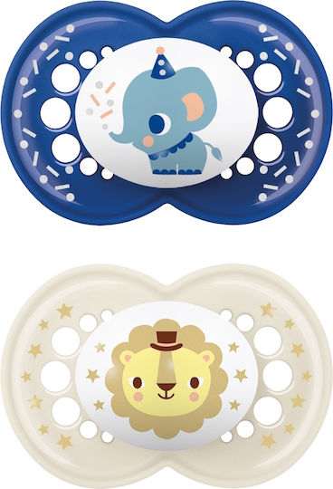 Mam Orthodontic Pacifiers Silicone Elephant / Little Lion - Blue / Transparent for 16+ months 2pcs