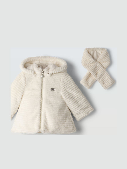 Kids' Fur with Hood Ecru