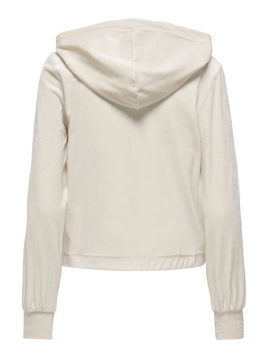 Rebel Women's Sweatshirt Jacket Hooded Ecru
