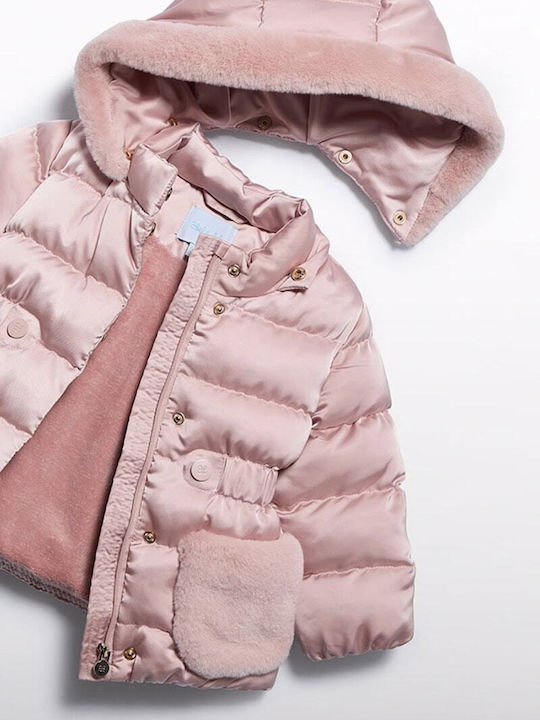 Kids Quilted Jacket with Hood Pink