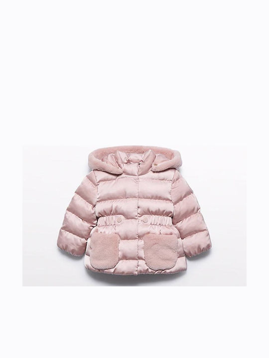 Kids Quilted Jacket with Hood Pink