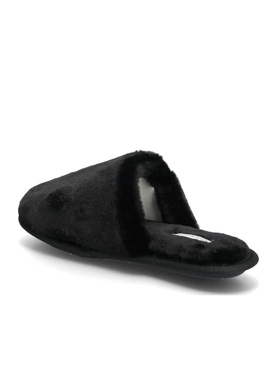 Winter Damen Hausschuhe mit Fell Schwarze