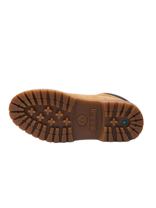 Ghete Dama Bocanci De Piele Cu Șireturi Înălțime Toc Mediu Galbene 6 Inch