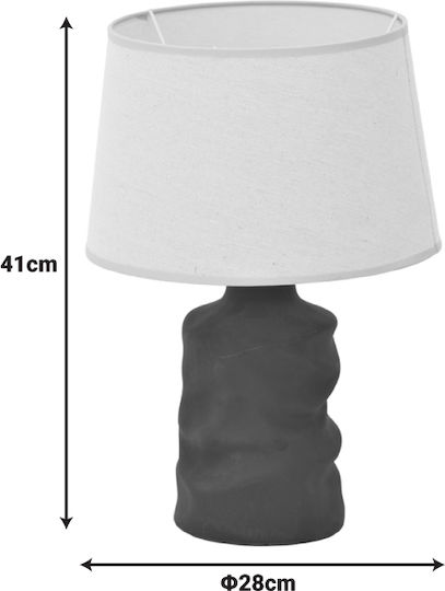 Inart Ceramic Table Lamp for Socket E27 with Black Shade and Base