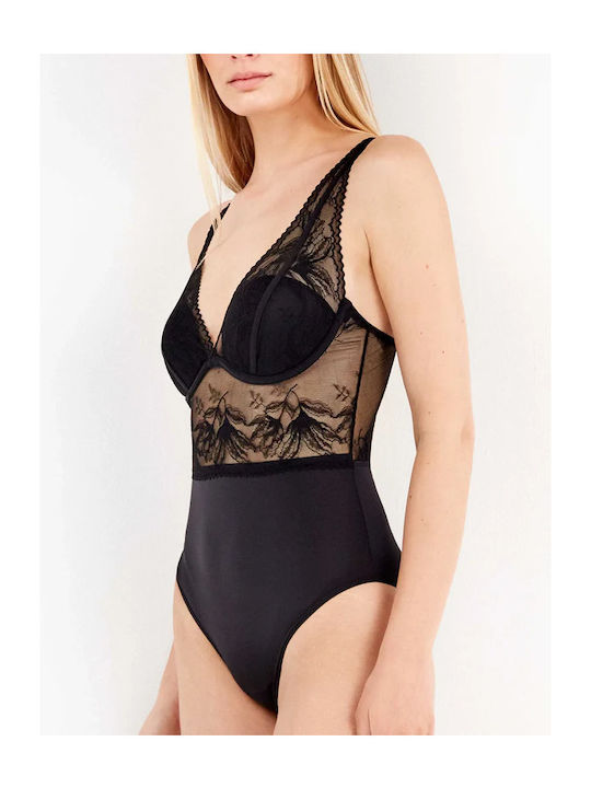 Gisela Κορμάκι Γυναικείο Δαντέλα Regular Fit 2/10125u Black