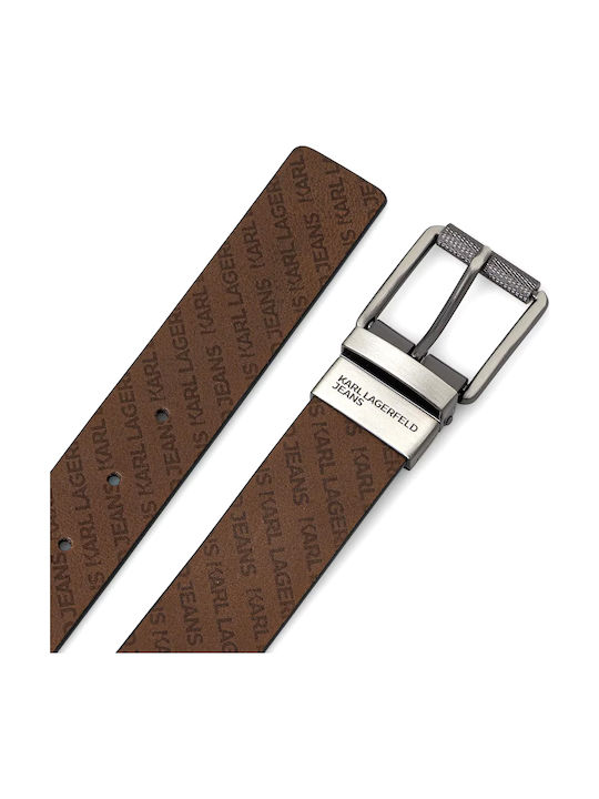 Karl Lagerfeld Men's Belt Leather Double Sided Brown