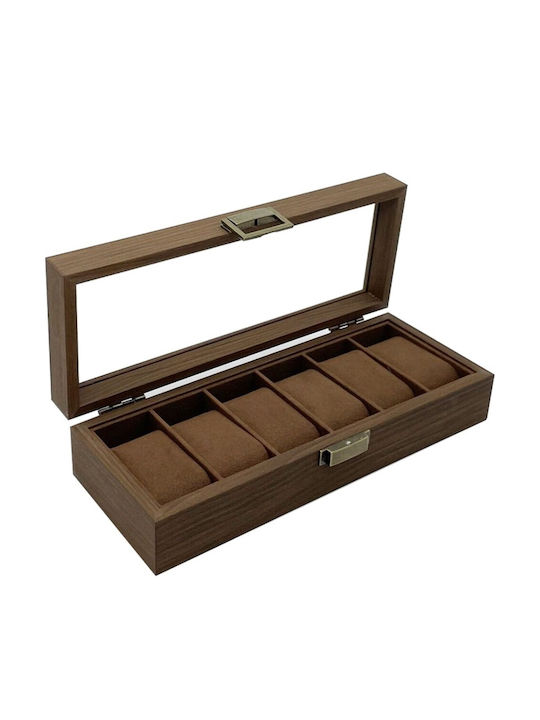 Elegant Wooden Box Storage Organization 6 Watches Pufo Elite Model Brown Elegant Wooden Box Storage Organization 6 Watches Pufo Elite Model Brown