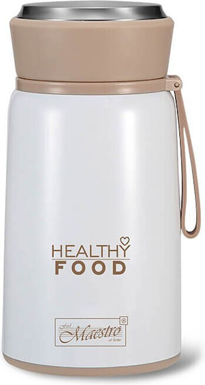 Maestro Кутия за Храна Inox Термос Бял с Прегради 800ml