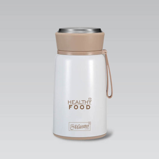 Maestro Кутия за Храна Inox Термос Бял с Прегради 800ml