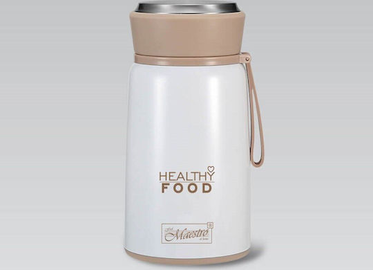 Maestro Кутия за Храна Inox Термос Бял с Прегради 800ml