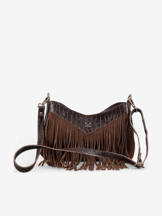 Leder Damentasche Schultertasche Brown suede